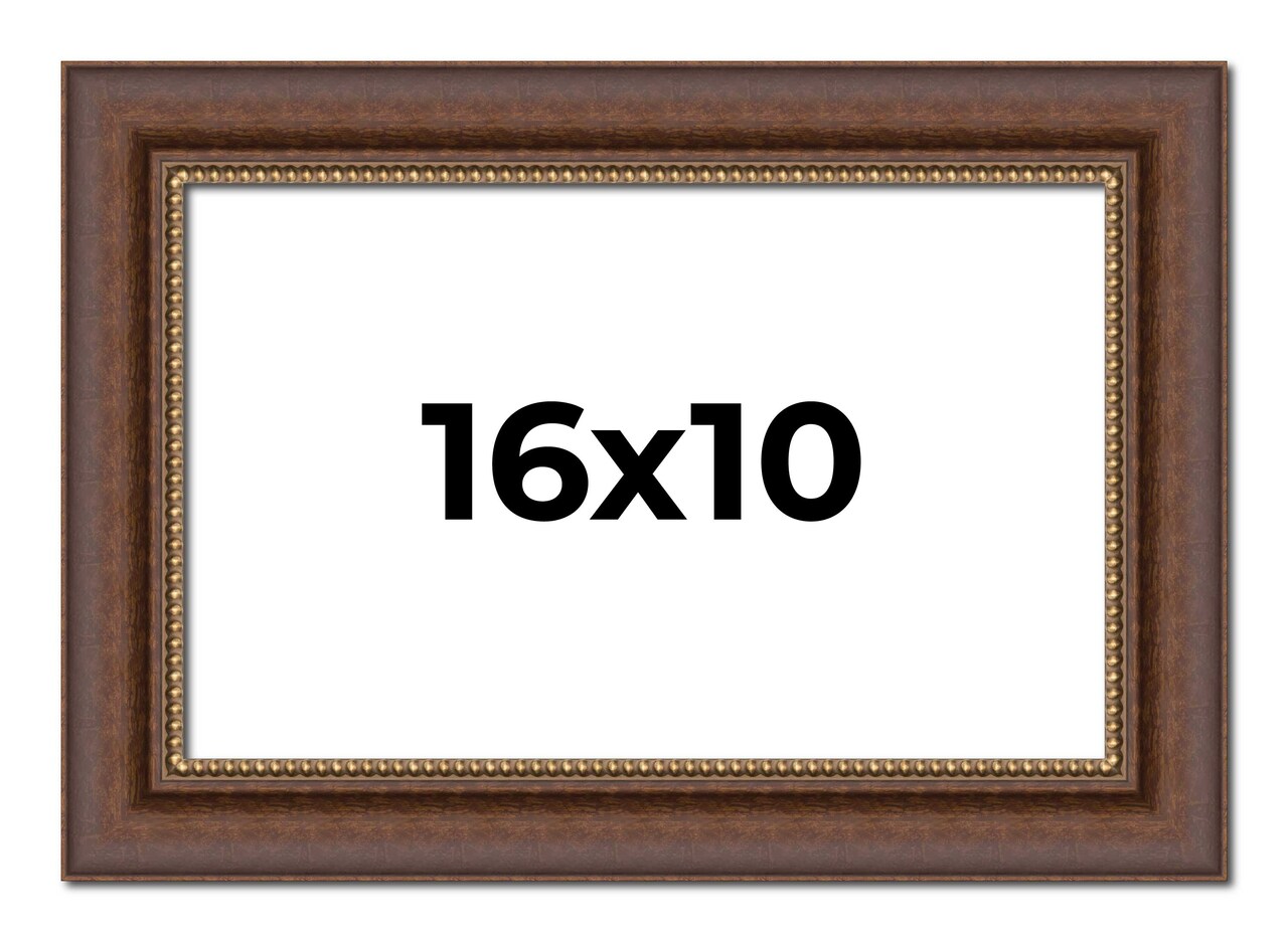 16x10 Traditional Brown Picture Frame - UV Acrylic, Foam Board Backing, Hanging Hardware